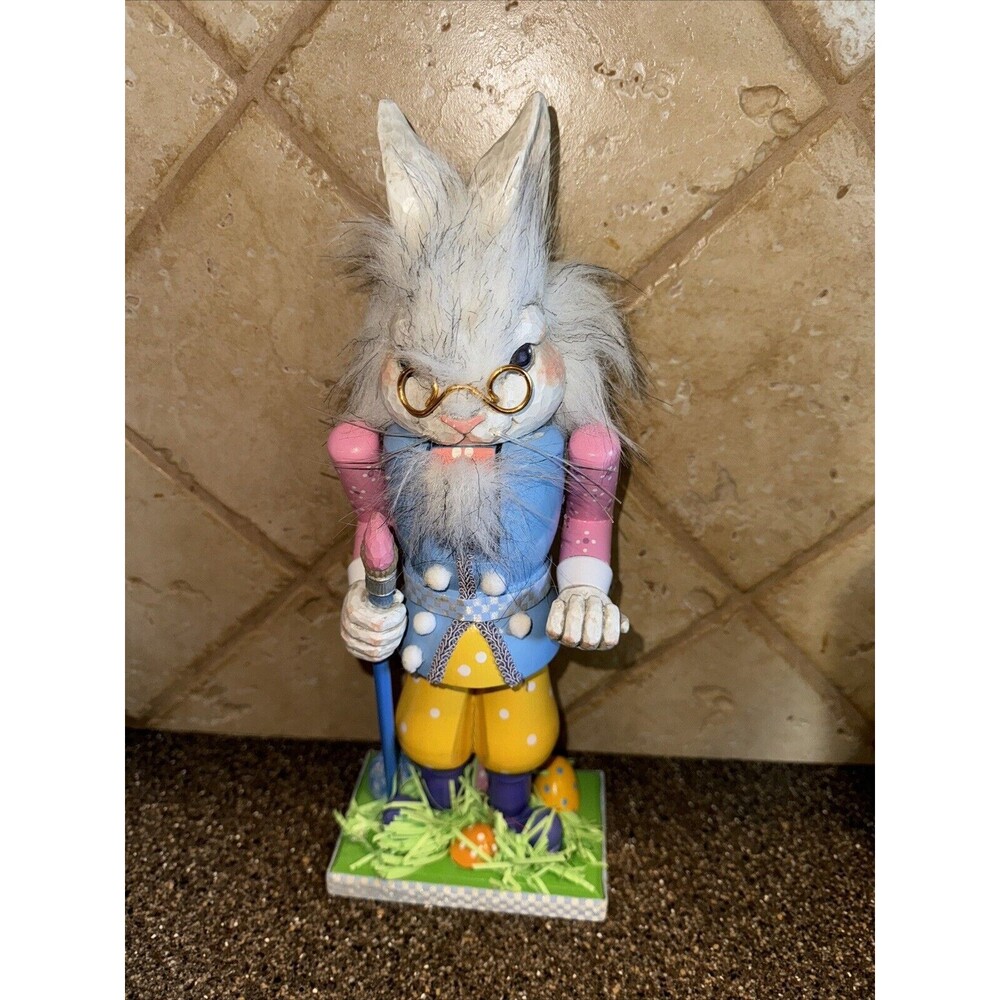 Easter Bunny Nutcracker Rabbit Easter Vintage Pastel Eggs  READ NO BASKET